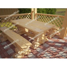 Комплект деревянной мебели из бревна для сада 